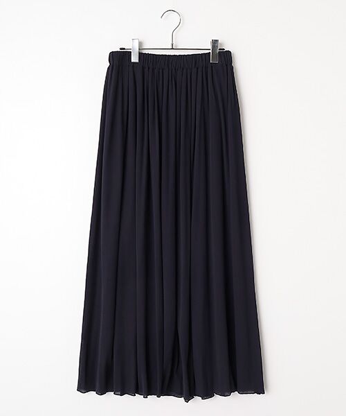 PLAIN PEOPLE / プレインピープル ロング・マキシ丈スカート | シア―ハイツイストフライスギャザースカート（ネイビー）