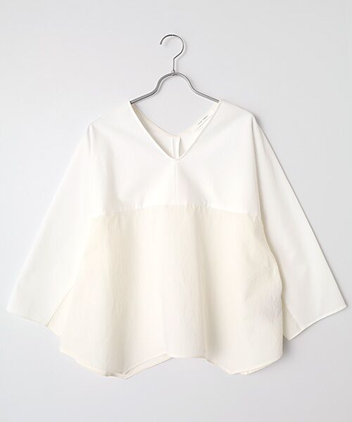 PLAIN PEOPLE / プレインピープル Tシャツ | オーガニックヘビージャージー切り替えドルマンプルオーバー（ホワイト）