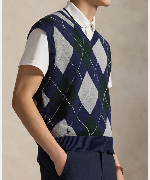 POLO GOLF / RLX / ポロ ゴルフ / RLX ベスト | （POLO GOLF）ビッグ フィット パフォーマンス アーガイル セーター ベスト | 詳細4