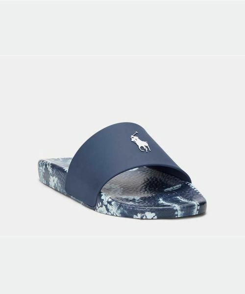 POLO RALPH LAUREN SHOES / ポロラルフローレンシューズ サンダル | ポロ ラルフローレン P84A POLO SLIDE ポロスライド ホワイトネイビー サンダル | 詳細1