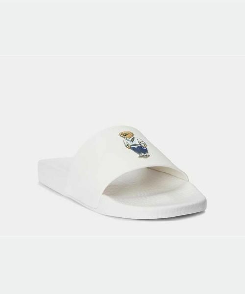 POLO RALPH LAUREN SHOES / ポロラルフローレンシューズ サンダル | ポロ ラルフローレン P85A POLO SLIDE BEAR ホワイト サンダル | 詳細1