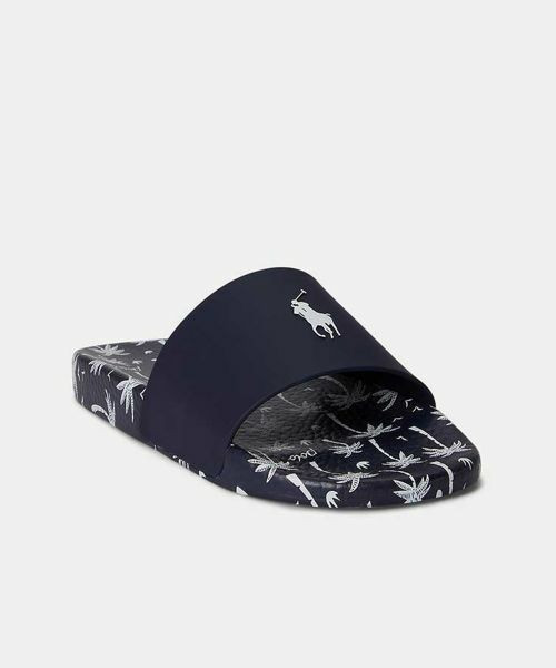 POLO RALPH LAUREN SHOES / ポロラルフローレンシューズ サンダル | POLO RALPH LAUREN RE86 ポロ スライド ホワイトネイビー サンダル | 詳細1