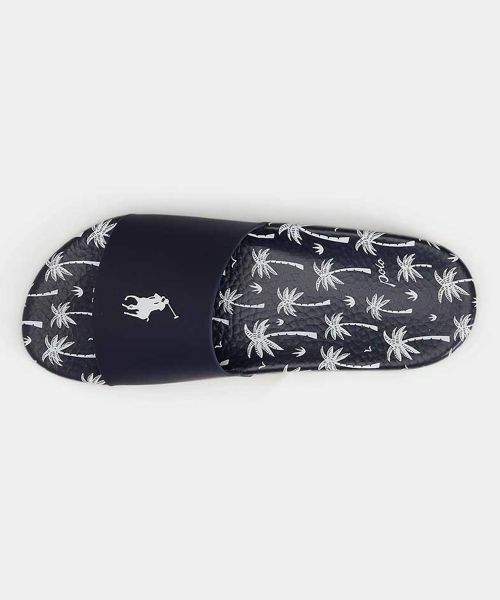 POLO RALPH LAUREN SHOES / ポロラルフローレンシューズ サンダル | POLO RALPH LAUREN RE86 ポロ スライド ホワイトネイビー サンダル | 詳細2