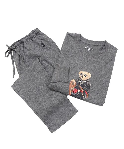 POLO RALPH LAUREN UNDERWEAR SLEEPWEAR / ポロ ラルフ ローレン アンダーウェア スリープウェア ルームウェア | ミニフレンチテリースリープウェアセット ホリデーベア(ヘザーチャコール)