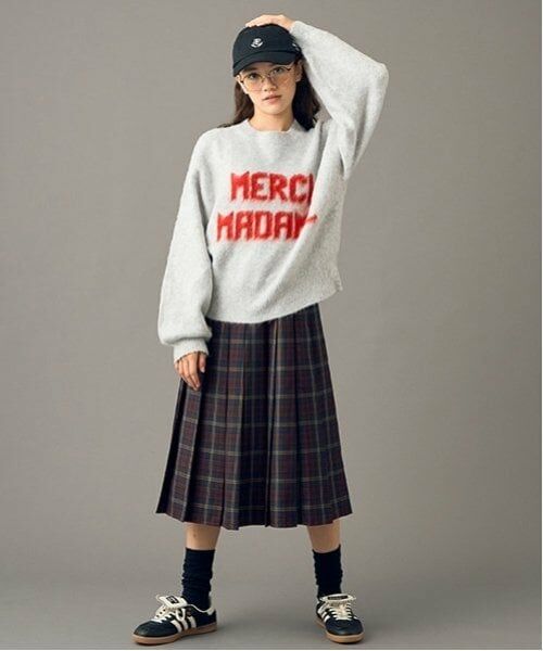 POM PONETTE AMI / ポンポネット アミ ミニ・ひざ丈スカート | 【AMI】ミドル丈チェックプリーツスカート | 詳細5