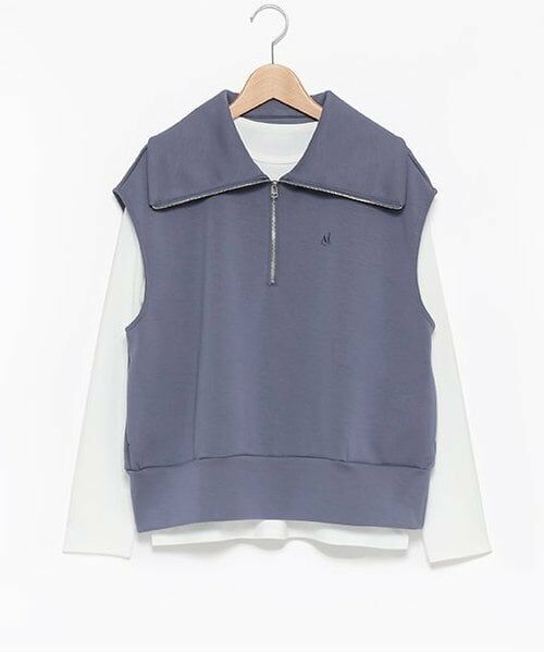 POM PONETTE AMI / ポンポネット アミ その他トップス | 【AMI】ダンボールハーフジップTシャツセット（ブルー）