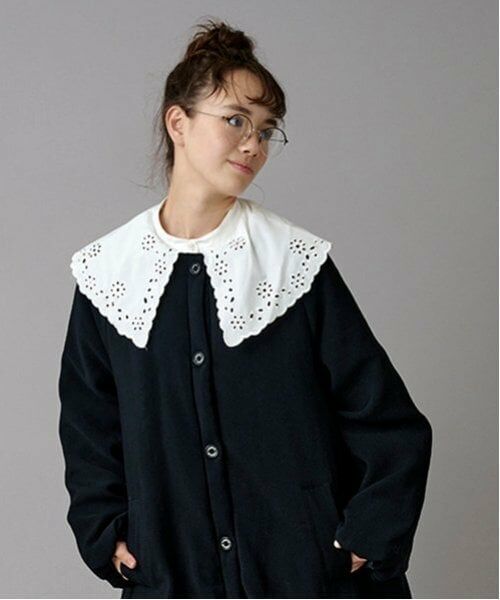 POM PONETTE AMI / ポンポネット アミ シャツ・ブラウス | 【AMI】カットワーク刺しゅうビッグカラーブラウス | 詳細1