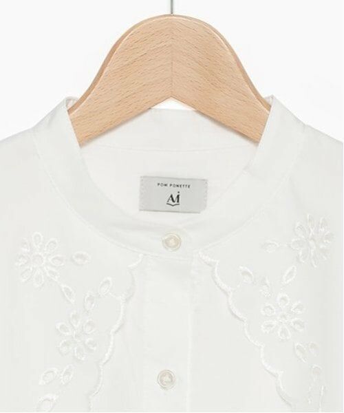 POM PONETTE AMI / ポンポネット アミ シャツ・ブラウス | 【AMI】カットワーク刺しゅうビッグカラーブラウス | 詳細4