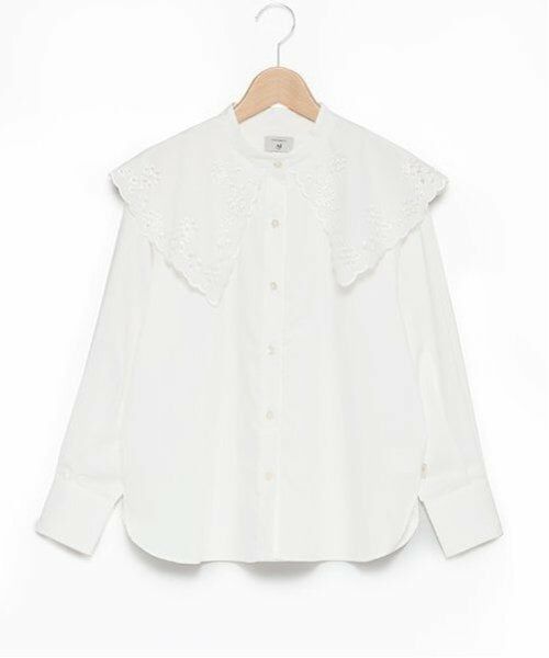 POM PONETTE AMI / ポンポネット アミ シャツ・ブラウス | 【AMI】カットワーク刺しゅうビッグカラーブラウス（オフ ホワイト）