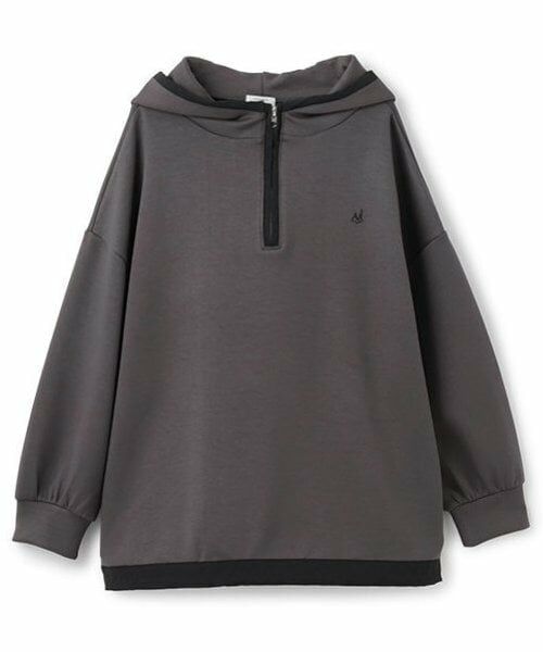 POM PONETTE AMI / ポンポネット アミ パーカー | 【AMI】ハーフジップパイピングデザインダンボールパーカ（チャコール）