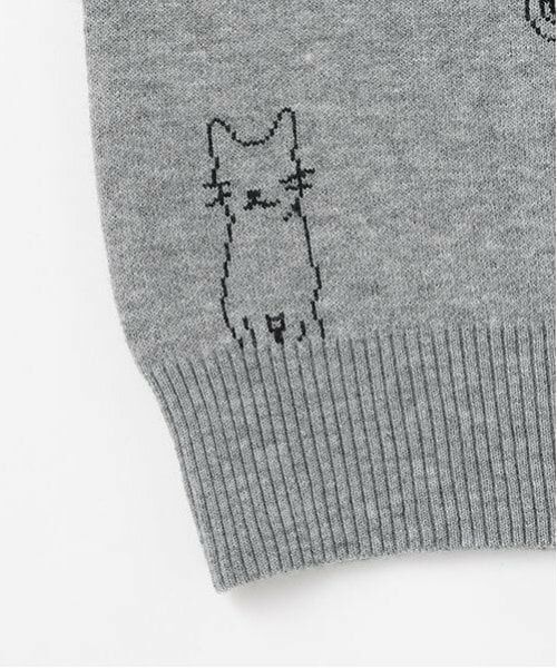 POM PONETTE AMI / ポンポネット アミ ニット・セーター | 【AMI】猫総柄ジャカード衿付きニット | 詳細16