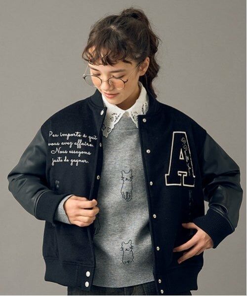 POM PONETTE AMI / ポンポネット アミ ニット・セーター | 【AMI】猫総柄ジャカード衿付きニット | 詳細6