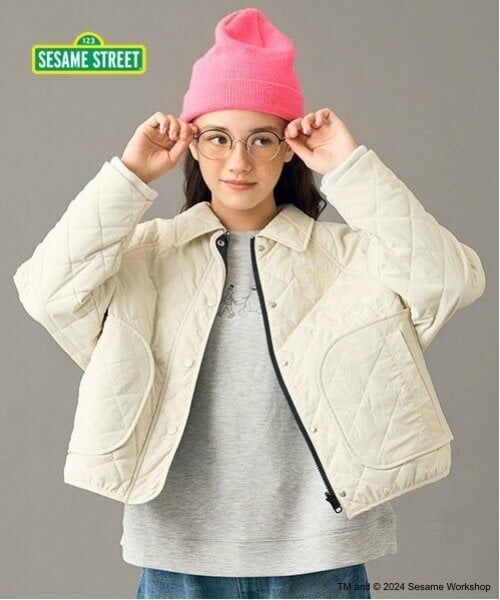 POM PONETTE AMI / ポンポネット アミ ブルゾン | 【AMI】セサミストリートリバーシブル中綿ブルゾン（アイボリー）