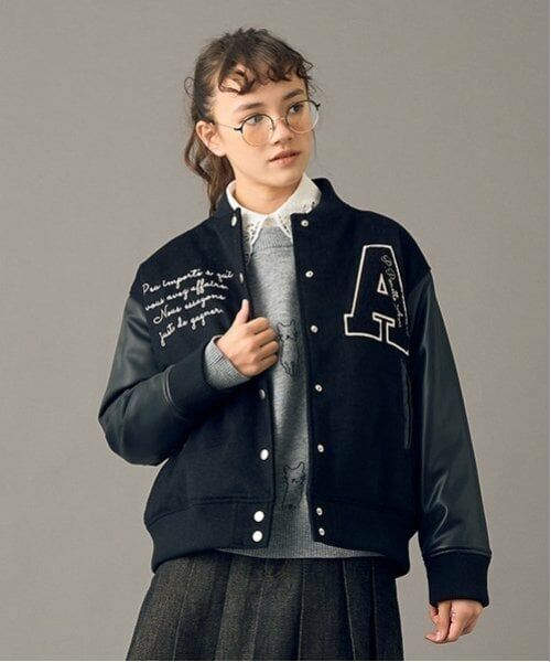 POM PONETTE AMI / ポンポネット アミ ブルゾン | 【AMI】中綿スタジャン（黒）