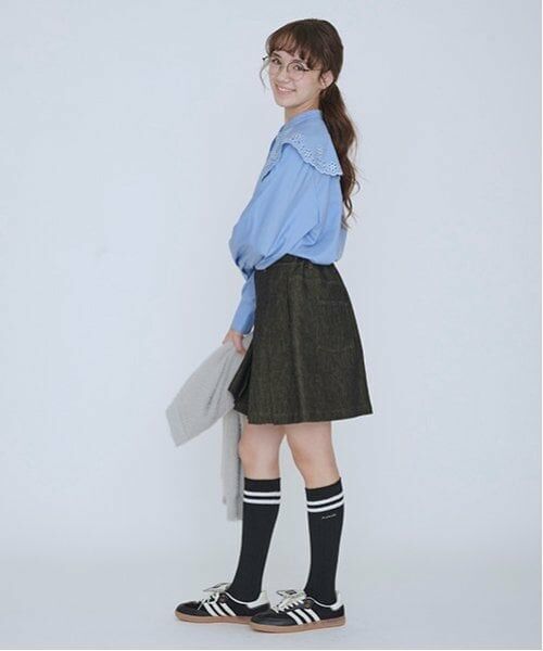 POM PONETTE AMI / ポンポネット アミ ショート・ハーフ・半端丈パンツ | 【AMI】刺しゅう入りラメデニムスカパン | 詳細1