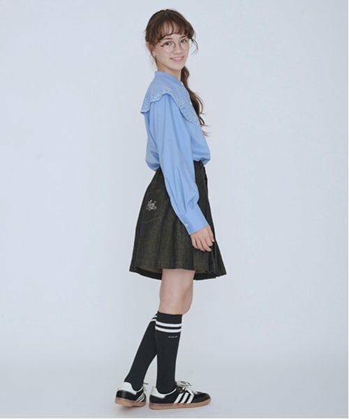 POM PONETTE AMI / ポンポネット アミ ショート・ハーフ・半端丈パンツ | 【AMI】刺しゅう入りラメデニムスカパン | 詳細2