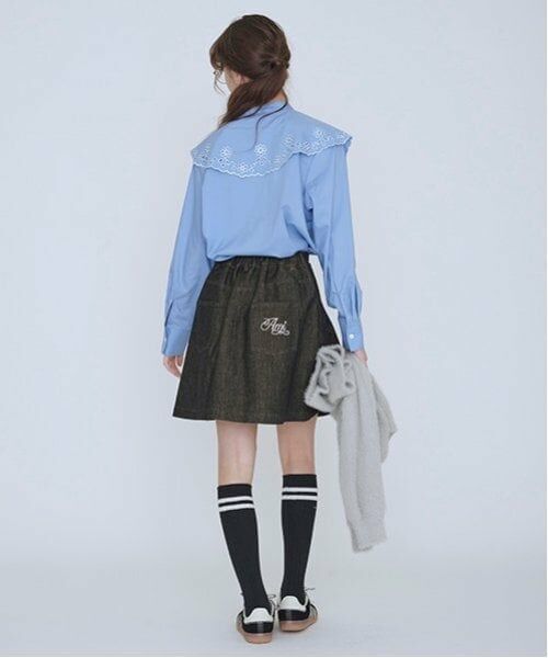 POM PONETTE AMI / ポンポネット アミ ショート・ハーフ・半端丈パンツ | 【AMI】刺しゅう入りラメデニムスカパン | 詳細3