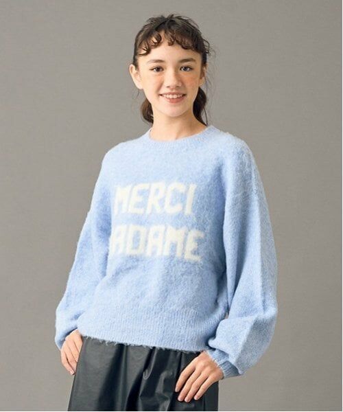POM PONETTE AMI / ポンポネット アミ ニット・セーター | 【AMI】ロゴジャカードニットプルオーバー（ライト ブルー）
