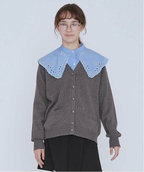 POM PONETTE AMI / ポンポネット アミ カーディガン・ボレロ | 【AMI】前後2WAYピグメントカーディガン（ディープ グレー）