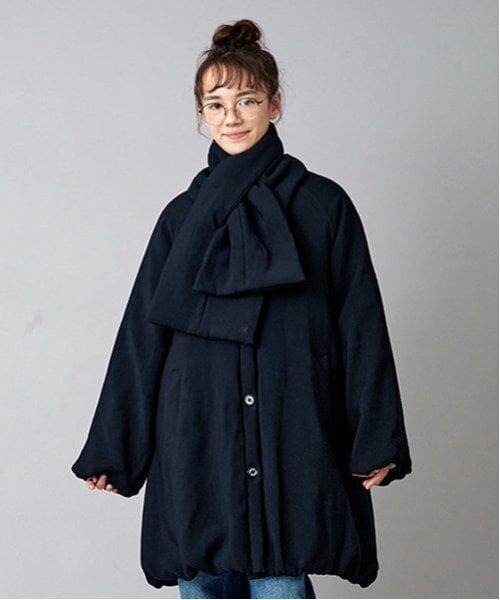 POM PONETTE AMI / ポンポネット アミ その他アウター | 【AMI】【WEB限定】ティペット付ノーカラーバルーンコート（黒）