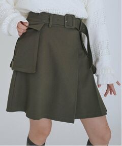 POM PONETTE AMI / ポンポネット アミ ミニ・ひざ丈スカート | 【AMI】ポケットベルト付ラップスカート