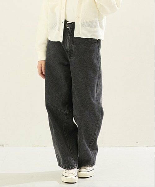 POM PONETTE AMI / ポンポネット アミ その他パンツ | 【ニコ☆プチ掲載】【AMI】ベルト付きバレルシルエットパンツ（黒）