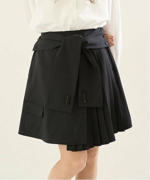 POM PONETTE AMI / ポンポネット アミ ショート・ハーフ・半端丈パンツ | 【AMI】腰巻プリーツスカパン（黒）