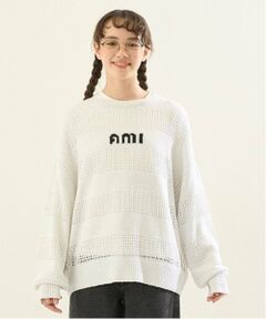 POM PONETTE AMI / ポンポネット アミ ニット・セーター | 【AMI】メッシュシャドウボーダーニットプルオーバー