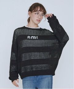 POM PONETTE AMI / ポンポネット アミ ニット・セーター | 【AMI】メッシュシャドウボーダーニットプルオーバー