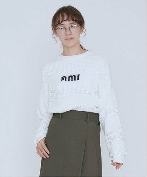 POM PONETTE AMI / ポンポネット アミ ニット・セーター | 【AMI】メッシュシャドウボーダーニットプルオーバー | 詳細11