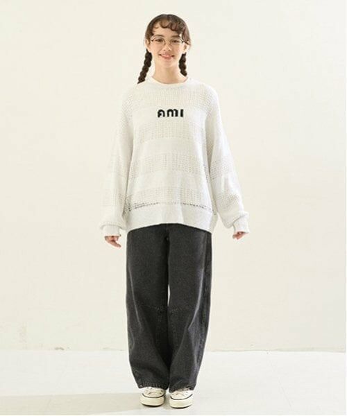 POM PONETTE AMI / ポンポネット アミ ニット・セーター | 【AMI】メッシュシャドウボーダーニットプルオーバー | 詳細21