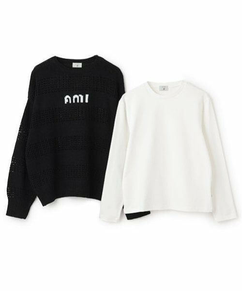 POM PONETTE AMI / ポンポネット アミ ニット・セーター | 【AMI】メッシュシャドウボーダーニットプルオーバー | 詳細23