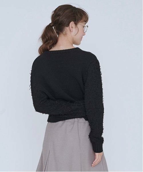 POM PONETTE AMI / ポンポネット アミ ニット・セーター | 【AMI】チュールテープミックススリーブニットプルオーバー | 詳細8