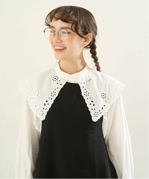 POM PONETTE AMI / ポンポネット アミ シャツ・ブラウス | 【AMI】カットワーク刺繍ビッグカラーブラウス | 詳細10