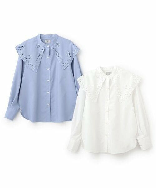 POM PONETTE AMI / ポンポネット アミ シャツ・ブラウス | 【AMI】カットワーク刺繍ビッグカラーブラウス | 詳細17