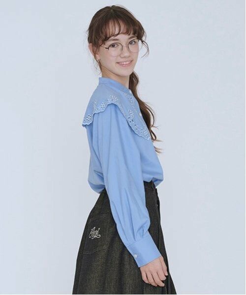 POM PONETTE AMI / ポンポネット アミ シャツ・ブラウス | 【AMI】カットワーク刺繍ビッグカラーブラウス | 詳細2