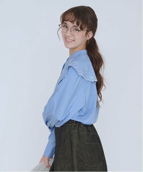 POM PONETTE AMI / ポンポネット アミ シャツ・ブラウス | 【AMI】カットワーク刺繍ビッグカラーブラウス | 詳細3