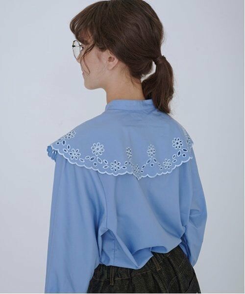 POM PONETTE AMI / ポンポネット アミ シャツ・ブラウス | 【AMI】カットワーク刺繍ビッグカラーブラウス | 詳細5