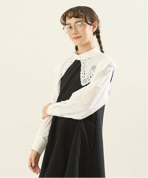 POM PONETTE AMI / ポンポネット アミ シャツ・ブラウス | 【AMI】カットワーク刺繍ビッグカラーブラウス | 詳細8