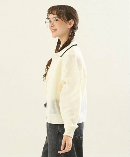 POM PONETTE AMI / ポンポネット アミ カーディガン・ボレロ | 【AMI】ライン衿メッシュカーデ×ロンTセット | 詳細1