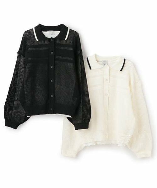 POM PONETTE AMI / ポンポネット アミ カーディガン・ボレロ | 【AMI】ライン衿メッシュカーデ×ロンTセット | 詳細16