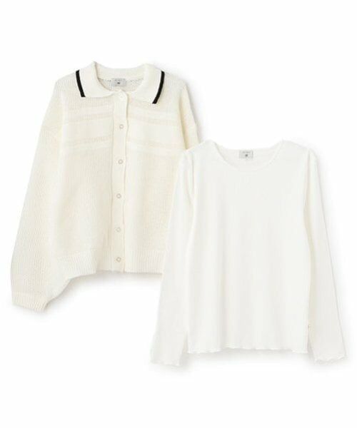 POM PONETTE AMI / ポンポネット アミ カーディガン・ボレロ | 【AMI】ライン衿メッシュカーデ×ロンTセット | 詳細9