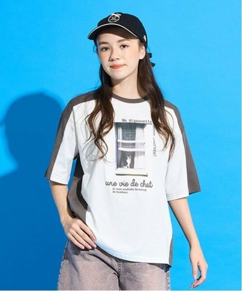 POM PONETTE AMI / ポンポネット アミ Tシャツ | 【AMI】バイカラー転写ビッグTシャツ（チャコール）