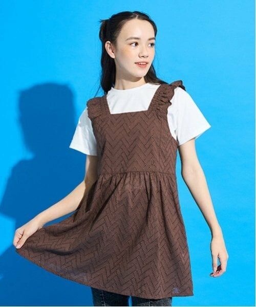 POM PONETTE AMI / ポンポネット アミ その他トップス | 【Cuugal掲載】【AMI】カットワーク刺しゅうレースチュニック×インナーTシャツセット | 詳細1