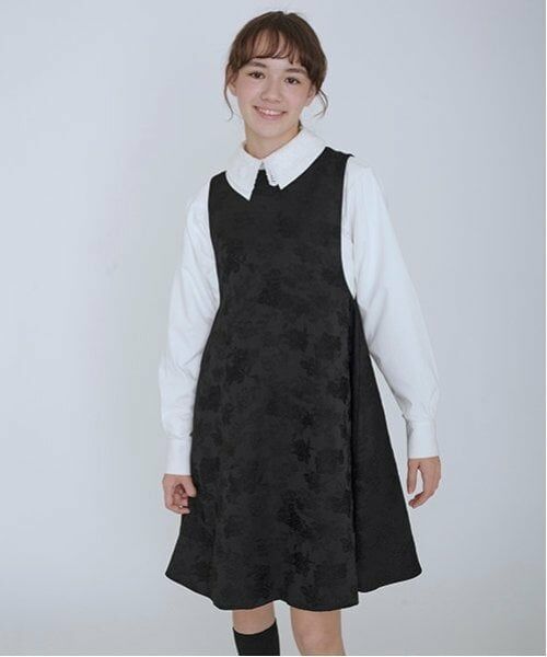 POM PONETTE AMI / ポンポネット アミ ミニ丈・ひざ丈ワンピース | 【AMI】リバーシブルジャンパースカート（黒）