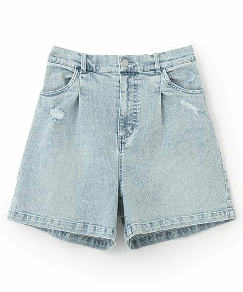 POM PONETTE AMI / ポンポネット アミ ショート・ハーフ・半端丈パンツ | 【AMI】ダメージデニムショートパンツ（ライト ブルー）