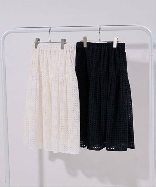 POM PONETTE AMI / ポンポネット アミ ミニ・ひざ丈スカート | 【AMI】アイレットレースティアードスカート | 詳細14