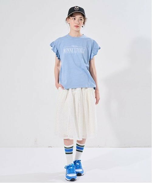 POM PONETTE AMI / ポンポネット アミ ミニ・ひざ丈スカート | 【AMI】アイレットレースティアードスカート | 詳細15