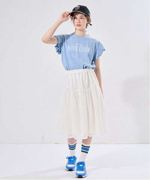 POM PONETTE AMI / ポンポネット アミ ミニ・ひざ丈スカート | 【AMI】アイレットレースティアードスカート | 詳細16