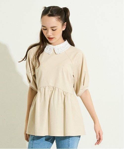 POM PONETTE AMI / ポンポネット アミ シャツ・ブラウス | 【AMI】【接触冷感】刺しゅう衿ペプラムカットプルオーバー | 詳細11